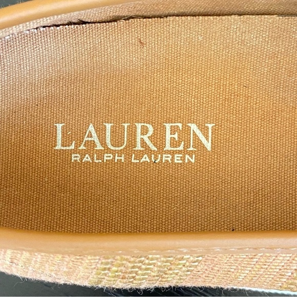 Ralph Lauren Jinny Shoes 7 Camel Weave Slip On Loafer Country Club Cape Cod - Picture 6 of 7